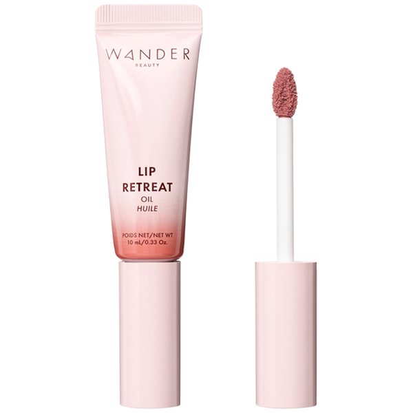 Wander Beauty Lip Retreat Oil - Skinny Dip (Nude) - 4 in 1 Tinted Lip Oil + Moisturizing Lip Gloss With Avocado, Vitamin E & Rosehip - Hydrating Luxurious Lip Care for Dry Lips - 0.33 fl oz