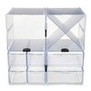 Deflecto Stackable Cube Organizer, Desk and Craft Organizer, 2 Drawers, Clear, Removable Drawers and Dividers, 6"W x 6"H x 7 1/5"D (350101CR)