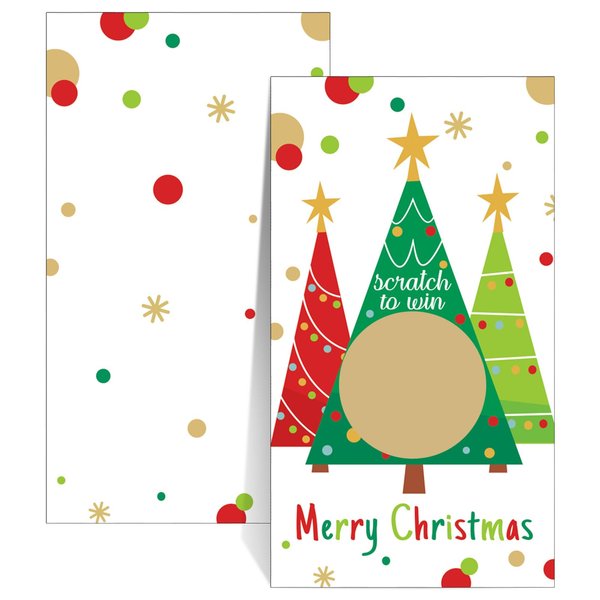 50 Pieces Christmas Scratch Off Cards Stickers Christmas Party Games Vouchers Festive Raffle Tickets Holiday Business Prize Drawings for Kids Adults Families Events Groups (Tree)