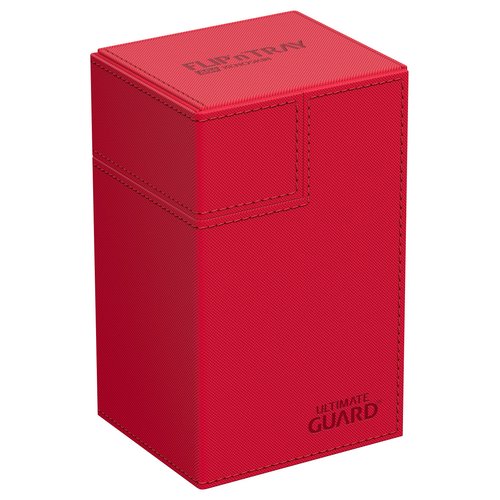 Ultimate Guard Flip 'n' Tray 80+, Deck Case for 80 Double-Sleeved TCG Cards + Dice Tray, Red, Independent Magnetic Closure & Microfiber Inner Lining