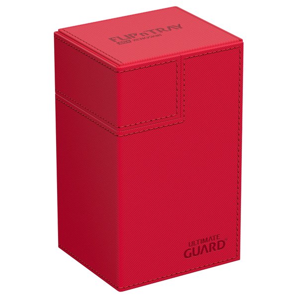 Ultimate Guard Flip 'n' Tray 80+, Deck Case for 80 Double-Sleeved TCG Cards + Dice Tray, Red, Independent Magnetic Closure & Microfiber Inner Lining