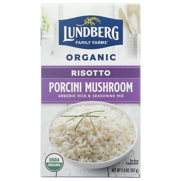 Lundberg Family Farms - Traditional Italian Risotto, Porcini Wild Mushroom, Convenient Side Dish, 20 Minute Cook Time, Pantry Staple, Non-GMO, Gluten-Free, USDA Certified Organic (5.9 oz, 1-Pack)
