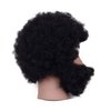 HAIRWAY Afro African Male Mannequin Head Kinky Curly 4C 100% Human Hair 8 Inch Manikin Training Doll Head with Beard for Practicing Hairdresser Styling Cosmetology Hair Cut with Stand Table Clamp