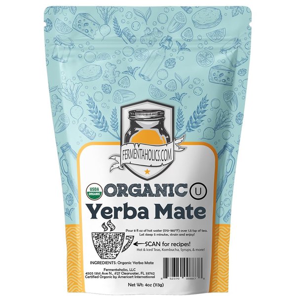 Fermentaholics USDA Certified Organic Loose-Leaf Yerba Mate Tea - Perfect For Homebrewing Kombucha, Hot Tea, And Iced Tea - OU Kosher Certified – Premium Taste, Aroma, And Flavor