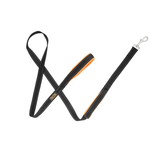 Mighty Paw Dual Handle Dog Leash - Reflective for Night Safety - Padded Leash - Dog Leash with Two Handles - Dog Leash with Carabiner Clip - Traffic Handle Leash - 6 Feet Long Dog Leash (Black/Orange)