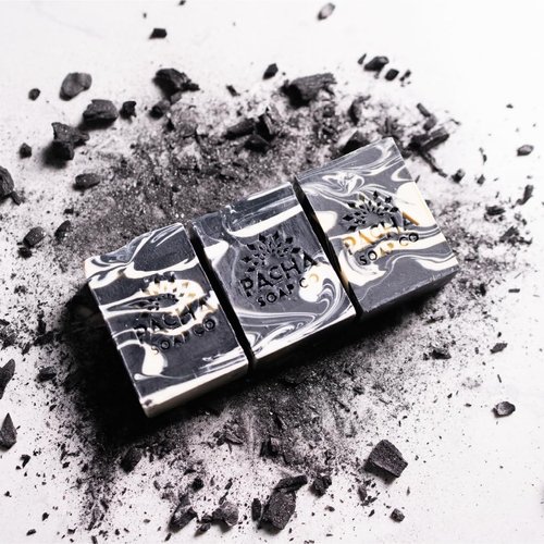 Pacha Bar Soap 3 Pack | Premium, Handcrafted, Hydrating | Natural Face Wash, Hand Cleanser, Body Wash | Soothing Essential Oils, 4 oz (Charcoal)