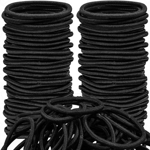 VUKOKU 150 PCS Hair Ties, Ponytail Holders, 4MM Black Hair Ties for Thick Hair, Premium Elastic Hair Ties Bulk, Hair Elastics, Hair Tie for Women, Men, Girls