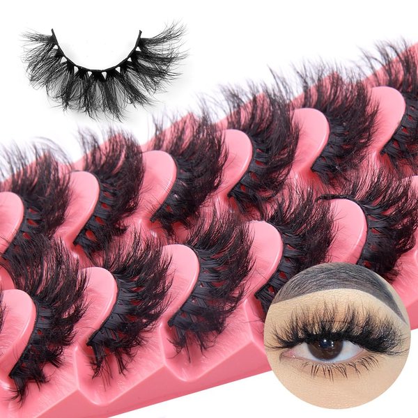 HBZGTLAD New 7 Pairs Eyelashes Makeup Soft Fluffy 8D Mink False Eyelashes Thick HandMade Volume Mink Lashes Faux Cils Natural Fake Lash (BM7-001)