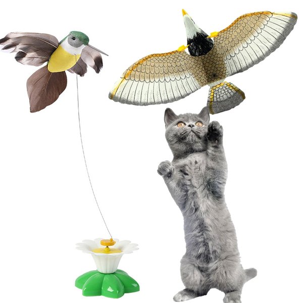Arrebol Bird Toy for Pet Cats, Simulation Bird Interactive Cat Toy for Indoor Cats Electric Door Ceiling Toy Supplies for Cat+360°Rotating Kitten Toy Fun Flying Bird Cat Play Chase Toys