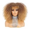 DZfirst Curly Wig With Bangs for Black Women 16 Inch Afro Bomb Curly Wigs for Black Women Premium Synthetic Fiber Glueless Long Kinky Curly Wig (Ombre Blonde)