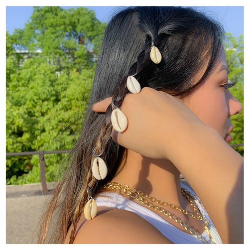 Shell Hair Charms for Braids Dreadlock Accessories for Women Girls Seashell Hair Clips Braid Rings for Hair Jewelry Silver Hair Decorations for Braids Headdress 5Pcs