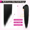 REECHO Ponytail Extension Drawstring Long Straight Ponytail Extensions 30” Natural Silky Soft Clip in Ponytail Hair Extensions Synthetic Hairpiece for Women, Black