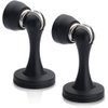 KOLAKO Door Stopper, Magnetic Door Stops, Brushed Satin Nickel, 2 Pack Wall Floor Mounted Black Magnetic Door Catch Door Holder, Stainless Steel Soft-Catch Doorstop