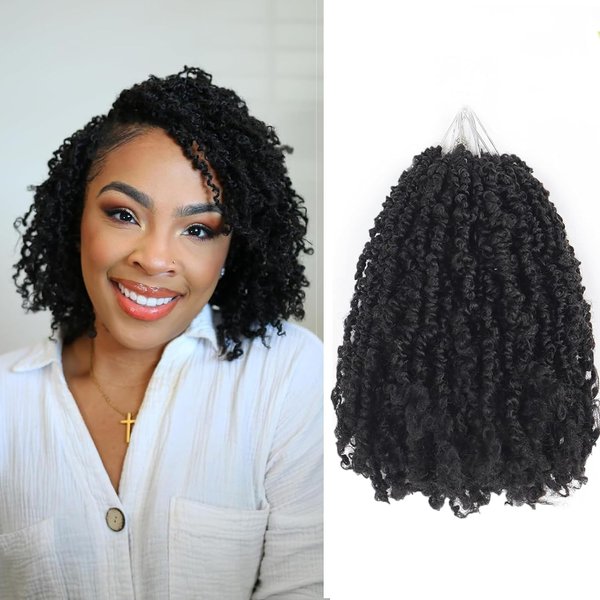 Alaleibaby 9 Packs Yanky Twist Crochet Hair Pre-twisted Passion Twist Crochet Hair Micro Spring Twist Crochet Hair Extensions Suitable for black women. (1B, 10 Inch (Pack of 9))