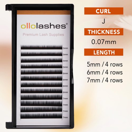 Bottom Lash Extension J Curl 0.07mm Mix5-7mm 5mm 6mm 7mm Black Color Bottom Lash Extensions (Mix5-7mm 0.07 J Curl)
