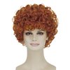 shecool Brown Red Curly Wig for Women Mrs Roper Wig with Glasses Short Curly Wigs for Mrs Roper Costume Women Curly Wavy Ginger Wig for Halloween Costume with Wig Cap SL031