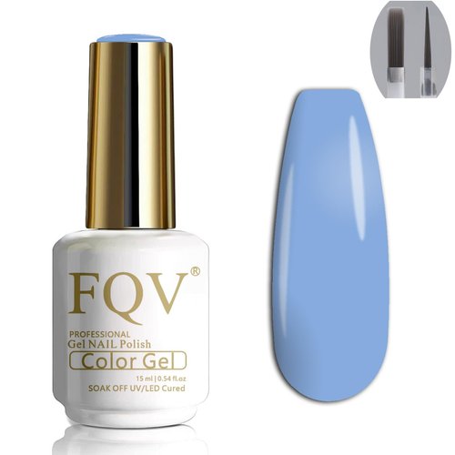 FQV Nail Gel Polish 15ml Wathet Blue Gel Nail Polish UV LED Cured，Natural Color Gel Nail Polish DIY Nails at Home with Nail Gel Polish with Fine Brush for Smooth Application