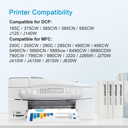 LC61 LC65 XL Compatible Ink Cartridge Replacement for Brother LC61 Ink Cartridges to use with MFC-490CW MFC-6490CW MFC-495CW MFC-J615W MFC-J410W MFC-5890CN (Black Cyan Yellow Magenta, 4-Pack)