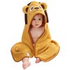 MICHLEY Bamboo Viscose Baby Hooded Bath Towel for Boys and Girls, 29.5 x 29.5 Inch Ultra-Soft and Quick-Drying Infant Bathrobe (Lion)