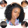 Wear and Go Glueless Wigs Human Hair Pre Plucked Pre Cut Curly Bob Wigs Human Hair Upgraded 4x4 No Glue Water Wave Lace Closure Wigs Human Hair for Women Natural Black 14 Inch