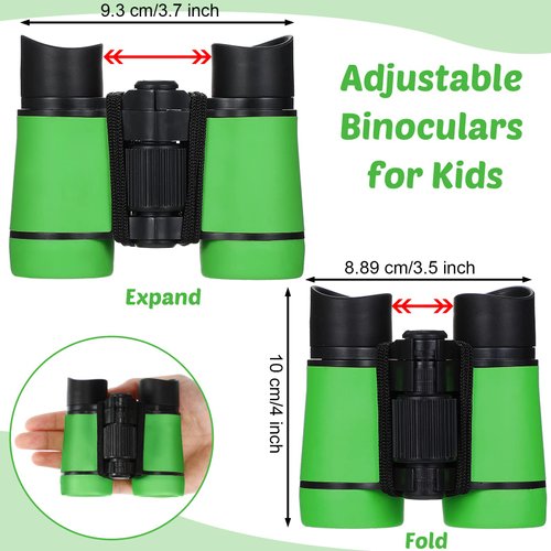 4 Set Kids Binoculars Children Colorful Real Binoculars Set Shockproof High Resolution Binoculars with Magnifying Glass and Compass for Bird Watching Hunting Hiking Outdoor Exploring (Light Color)