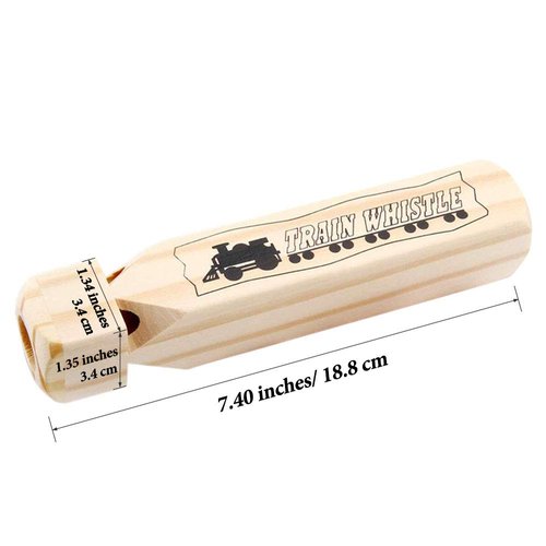 Onwon 1 Pcs Solid Wood Train Whistle 4 Tones Wooden Whistle The Train Themed Party Favors Wood Whistle Conductor Prop Contest or Carnival Prize, Gift Idea for Boys and Girls