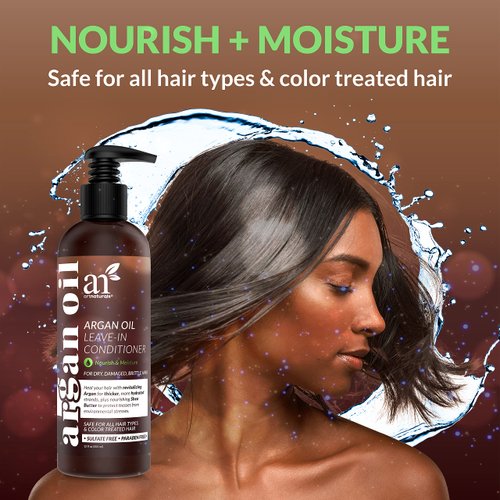 Artnaturals Argan Oil Leave-In Conditioner - (12 Fl Oz / 355ml) - Made with Organic and Natural Ingredients - for All Hair Types – Treatment for Damaged, Dry, Color Treated and Hair Loss (ANHA-0802)