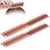 2pcs Hair Cutting Comb, Stainless Steel Professional Space Hair Styling Comb Barber Comb with Fine Wide Teeth for Salon Hairdressing, Rose Gold