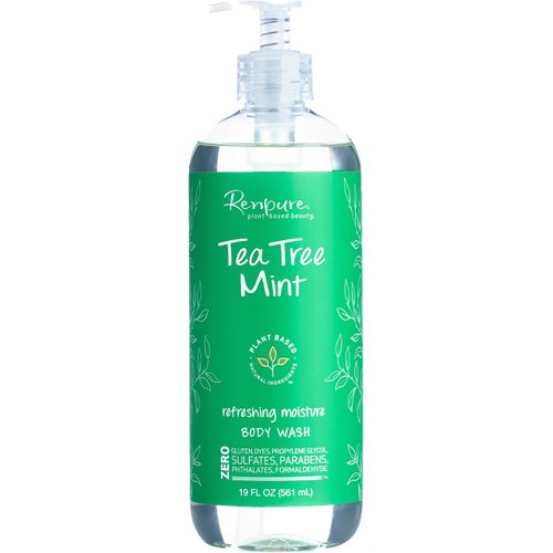 RENPURE Plant-Based Beauty Tea Tree Mint Refreshing Moisture Body Wash, 19 Fluid Ounces