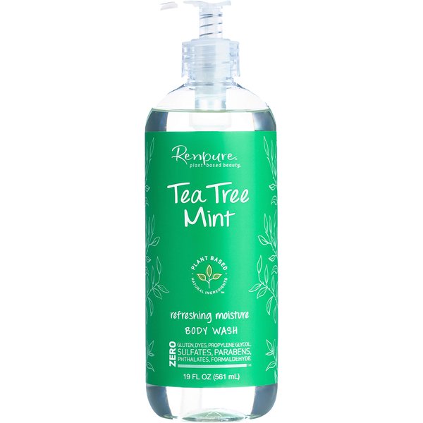 RENPURE Plant-Based Beauty Tea Tree Mint Refreshing Moisture Body Wash, 19 Fluid Ounces