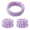YIYEI Face Wash Headbands Wristbands, Spa Headband with Matching Wristbands,Headbands Wrist Towels for Girls Washing Face Makeup Skincare Prevent Water Running Down (Light Violet)