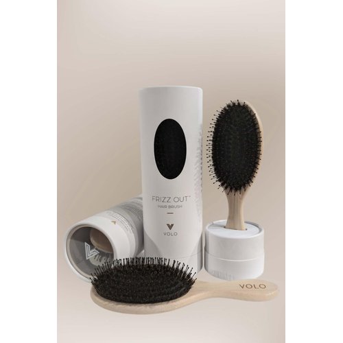 VOLO Frizz Out Bamboo Hair Brush for Anti Frizz, Hair Care, Scalp Care, Detangler Brush for Dry or Damp Hair with Boar Bristles & Nylon Pins, Works for All Hair Types, Travel Hairbrush for Women & Men
