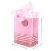 Hallmark 9" Medium Gift Bag with Tissue Paper (Pink Glitter Stripes) for Valentines Day, Birthdays, Baby Showers, Bridal Showers or Any Occasion