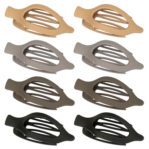 Gift4U Flat Hair Clips for Women, 8 Pack French Concord Claw Clips for Thick Thin Curly Hair, Strong Hold No Slip Grip Hair Claw Clips, Neutral Colors B