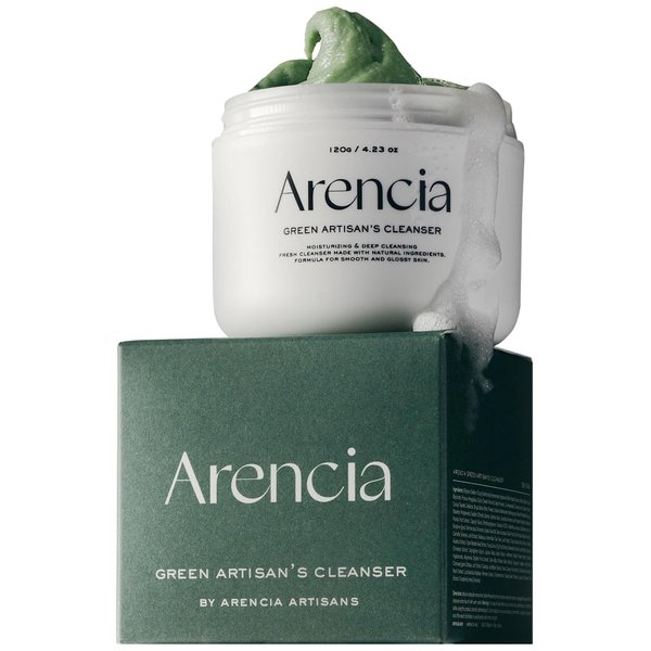 ARENCIA Korean Rice Cake Face Cleanser & Daily Scrub - Moisturizing, Brightening & Deep-Cleansing - All Skin Types, Vegan, Organic - with Rice Powder, Rice Water & Green Tea (4.23oz)