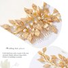 Gorais Leaf Bride Wedding Hair Comb Gold Bridal Hair Pieces Pearl Headpiece Hair Accessories for Women and Girls