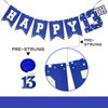 HTDZZI 13th Birthday Decorations for Boys Girls Navy Blue, Pre-Strung Official Teenager Happy 13th Birthday Banner Backdrop Hanging Swirls, 13 Years Old Birthday Party Sign Decor Supplies Kit