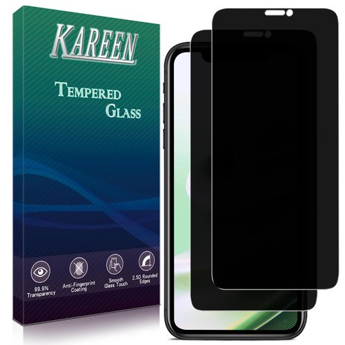 KAREEN 2 Pack Privacy Screen Protector for iPhone 11, iPhone XR Anti Spy Tempered Glass, 9H Hardness, Easy to Install, Bubble Free