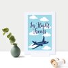 Andaz Press Blue Airplane and Clouds Birthday Party Collection, Framed Party Sign, Double-Sided 4x6-inch, in Flight Snacks, 1-Pack, Includes Reusable Frame