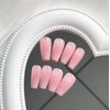 Press on Nails Medium Coffin MABKJLF French Fake Nails Pink Full Cover White Gradient False Nails with Designs Glossy Glue on Nails Acrylic Nails Artificial Nails for Women Girls 24Pcs