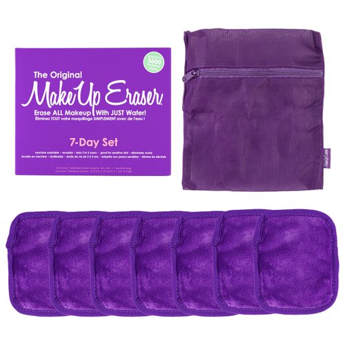 The Original MakeUp Eraser, 7-Day Set, Erase All Makeup With Just Water, Including Waterproof Mascara, Eyeliner, Foundation, Lipstick, Sunscreen, and More Queen Purple, 7ct.