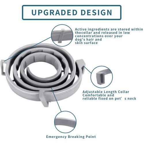 Advanllent Flea Collar for Dogs, Flea and Tick Collars for Small Dogs, 15.5inch, 8 Month Protection (1 Pack), Gray