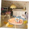 Toddmomy Fake Fishing Boat Figurine, 1 Set Doll House Swimming Ring Canoe Model Plastic Sea Fishing Boat for Dollhouse Decor