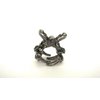 Generic Small tiny dark silver metal flower shaped hair claw clip with gray crystals