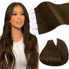 Ugeat Human Hair Tape in Extensions Brown 14inch Tape in Hair Extensions Hman Hair Chocolate Brown Invisible Tape in Hair Extensions for Black Women 20Pcs 40G