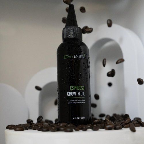 Edge Entity Espresso Hair Growth Oil – Blend of Castor Oil and Avocado Oil Infused with Coffee Beans, Amla and Ashwagandha for Thicker, Nourished Hair - Ideal for Kinky, Coily and Damaged Hair