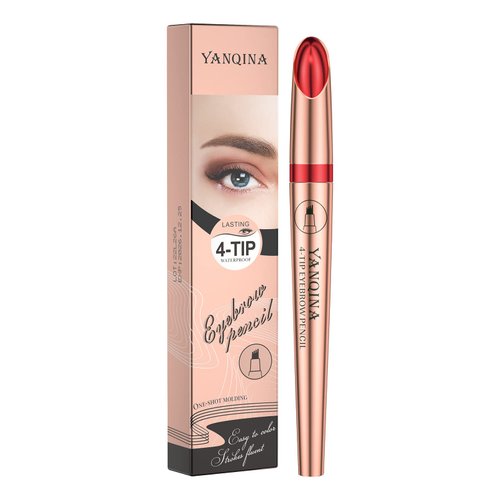 Anifer Liquid Microblading Black Eyebrow Pencil. - Waterproof, Long-Lasting, Natural, 4-Point Fork-Tip Eyebrow Pen（Black 4#）