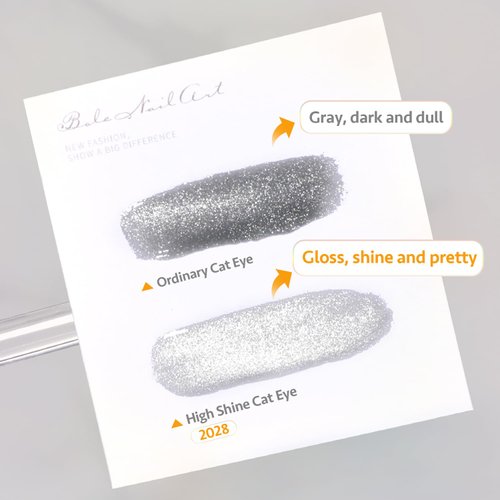 GAOY Cat Eye Gel Nail Polish, 16ml Silver Glitter Holographic Nail Polish with Magnet, Reflective Translucent UV Gel, 2028 Crystal