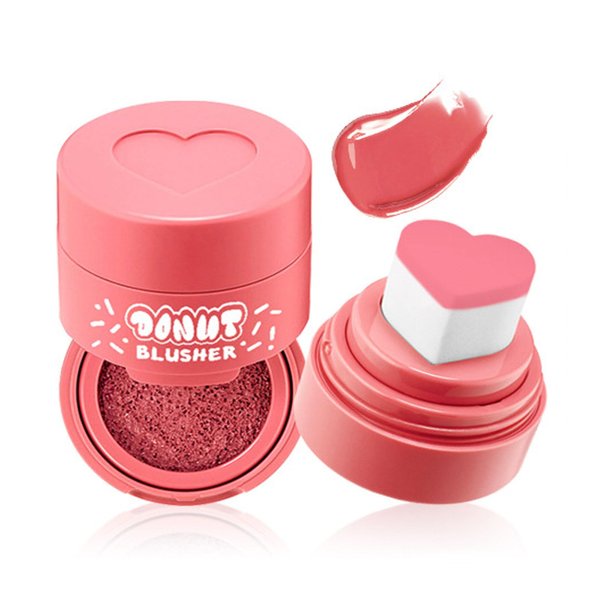 Liquid Blush Makeup,Pink Cream Blush Face Tint Cheek Stamp with Heart-Shaped Applicator Waterproof Matte Blush Long Lasting Natural-Looking Face Blush Makeup