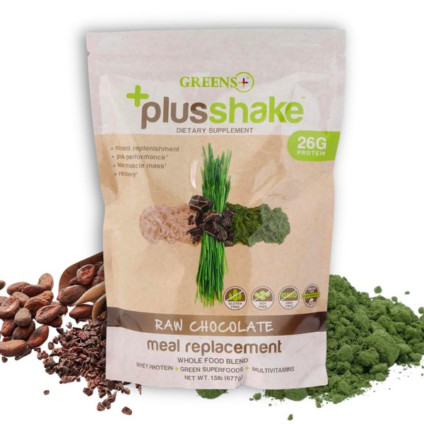 Greens+ PlusShake Chocolate Whey Protein and Organic Green Superfood |Grass Fed | 27g, 1.5 lb Bag